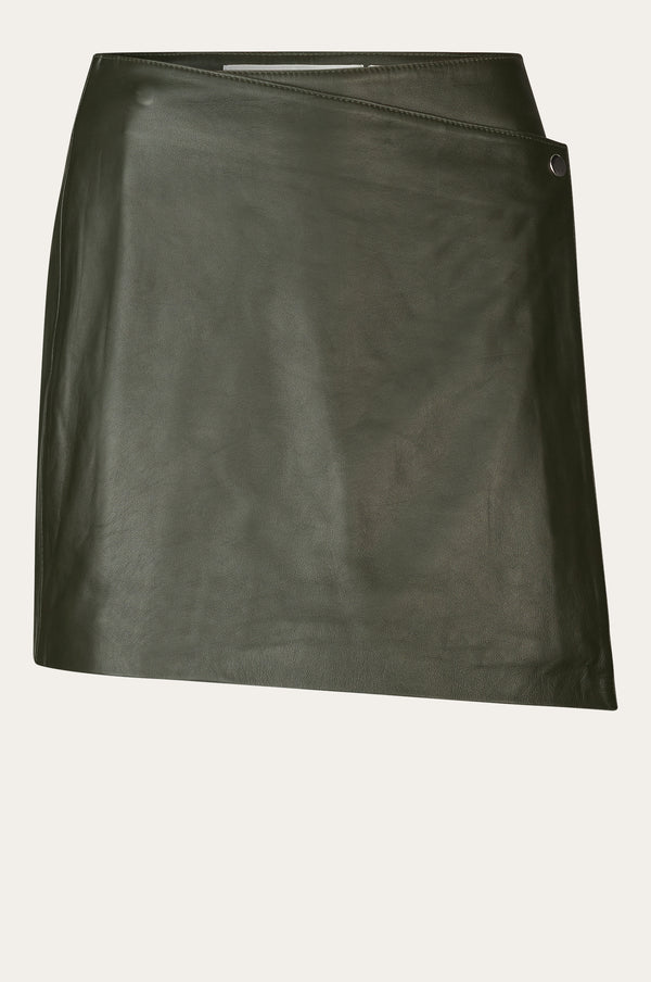 Oval Square Glory Leather Skirt SKIRTS 4021 Dark Army
