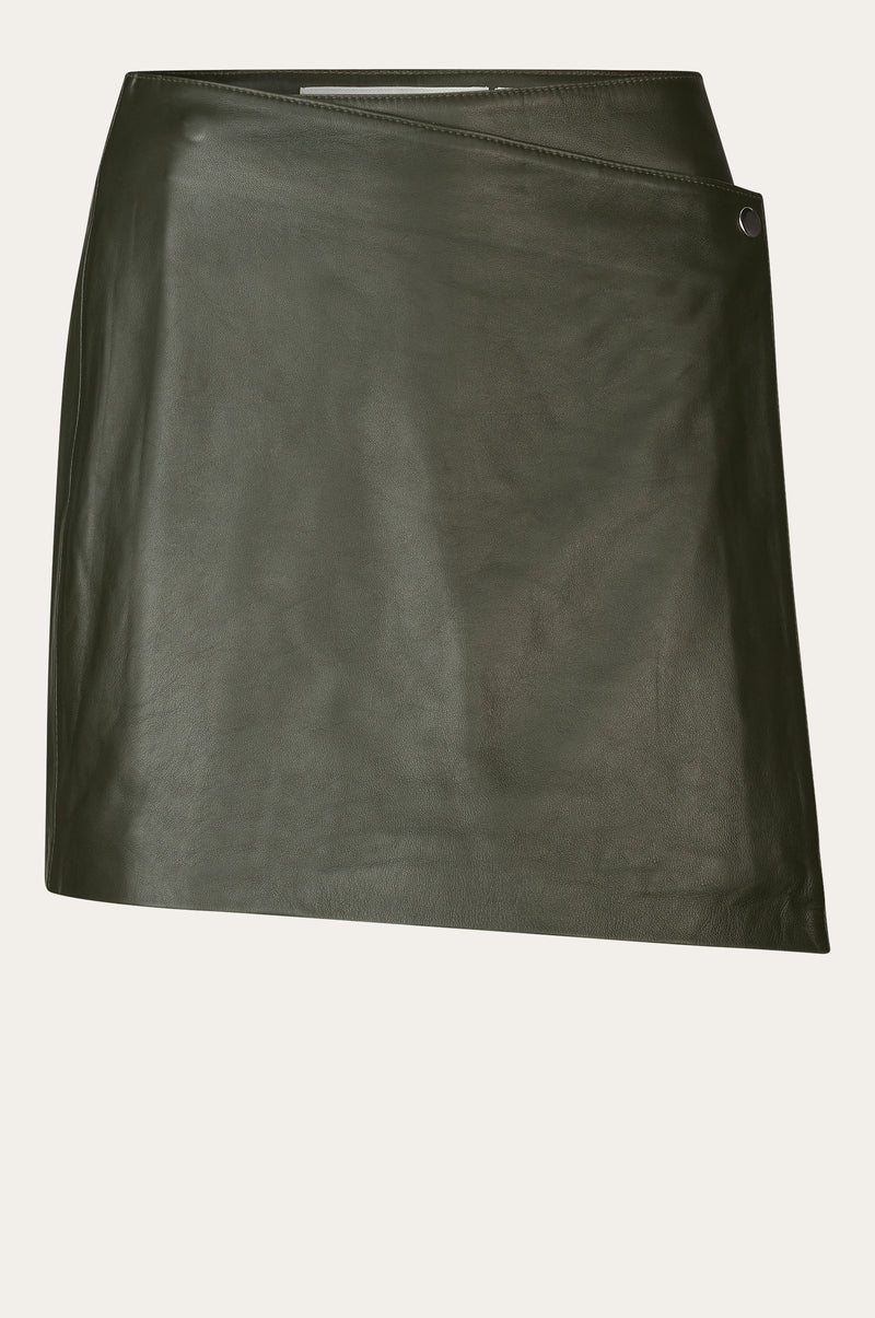 Oval Square Glory Leather Skirt SKIRTS 4021 Dark Army