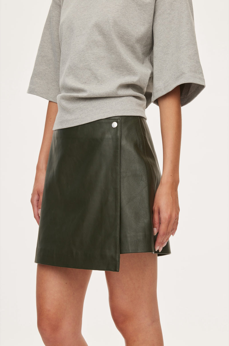 Oval Square Glory Leather Skirt SKIRTS 4021 Dark Army