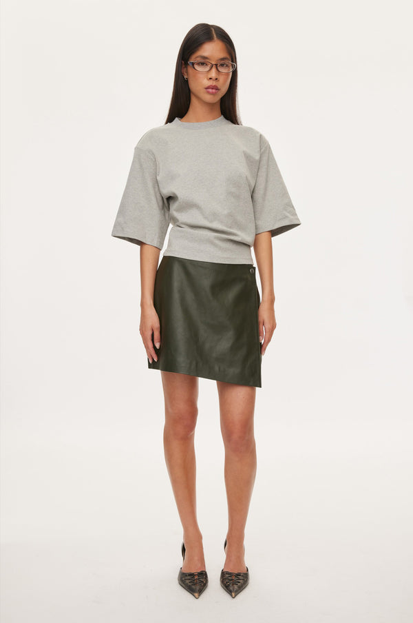 Oval Square Glory Leather Skirt SKIRTS 4021 Dark Army