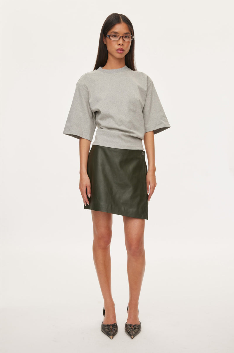 Oval Square Glory Leather Skirt SKIRTS 4021 Dark Army