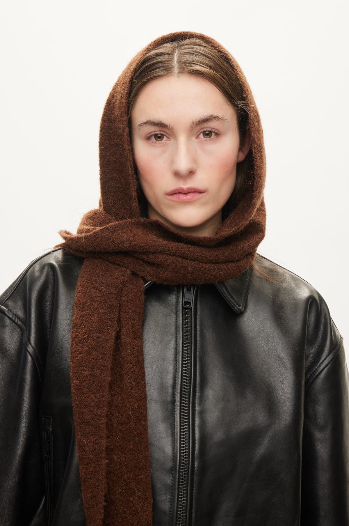 Oval Square Hood Scarf SCARFS Brown