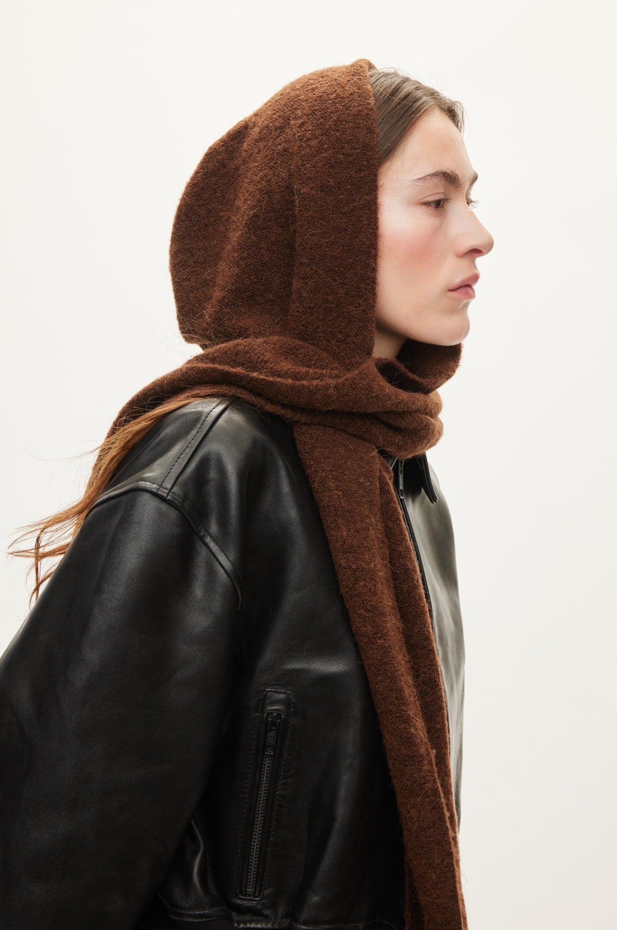 Oval Square Hood Scarf SCARFS Brown