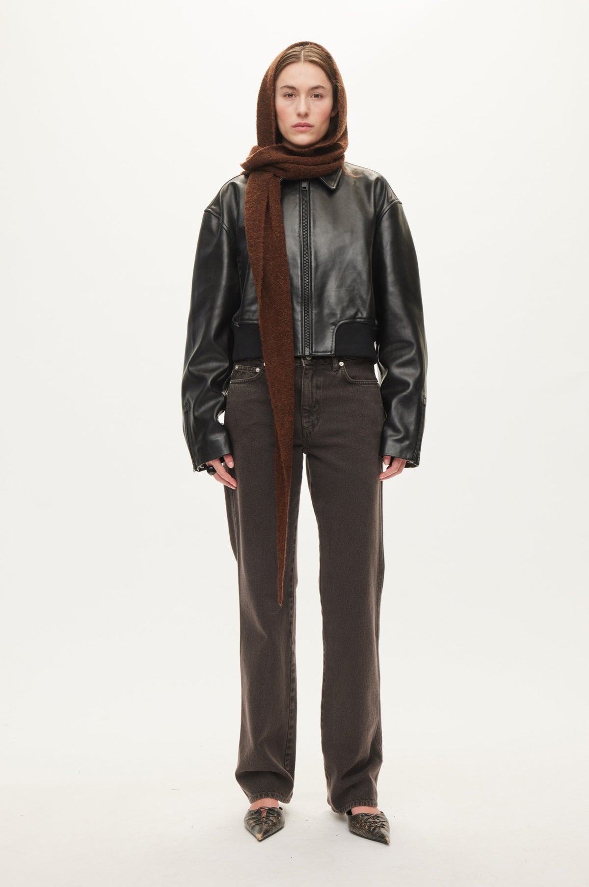 Oval Square Hood Scarf SCARFS Brown