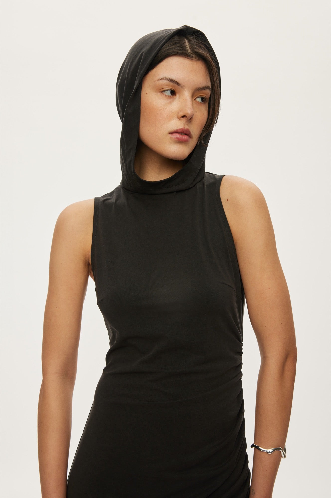 Oval Square Hope hood Dress DRESSES 7007 Black Stone