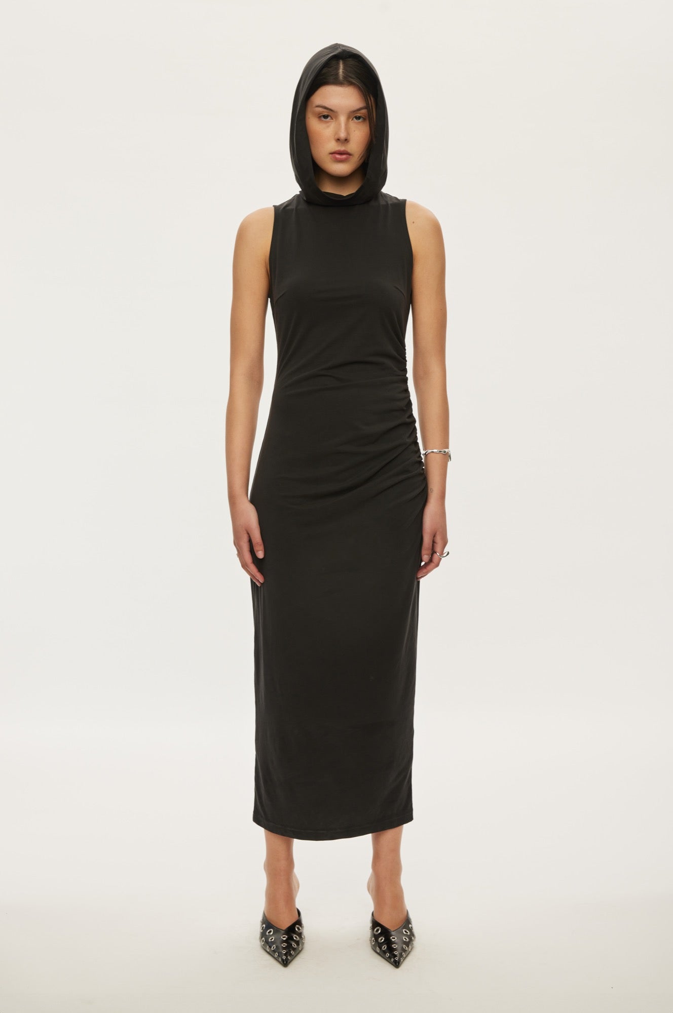 Oval Square Hope hood Dress DRESSES 7007 Black Stone