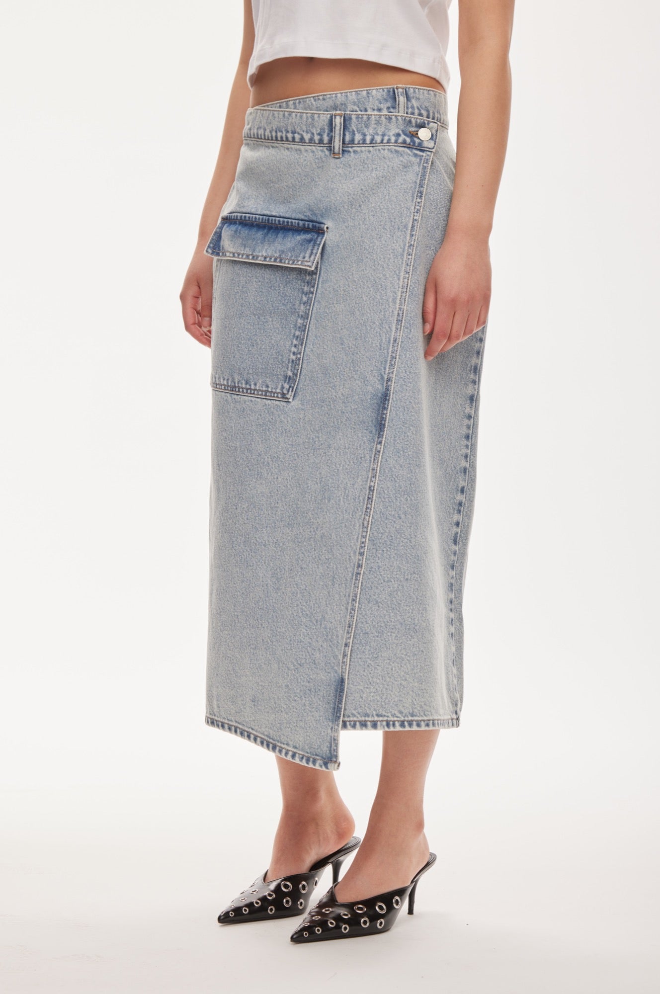 Oval Square Isla denim skirt SKIRTS Light Blue wash