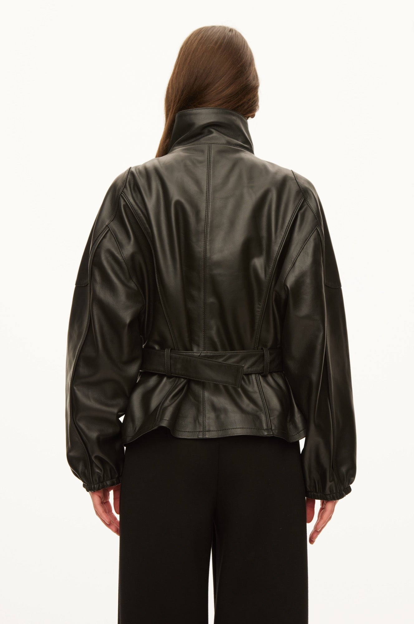 Oval Square Jazzy leather jacket JACKETS Black