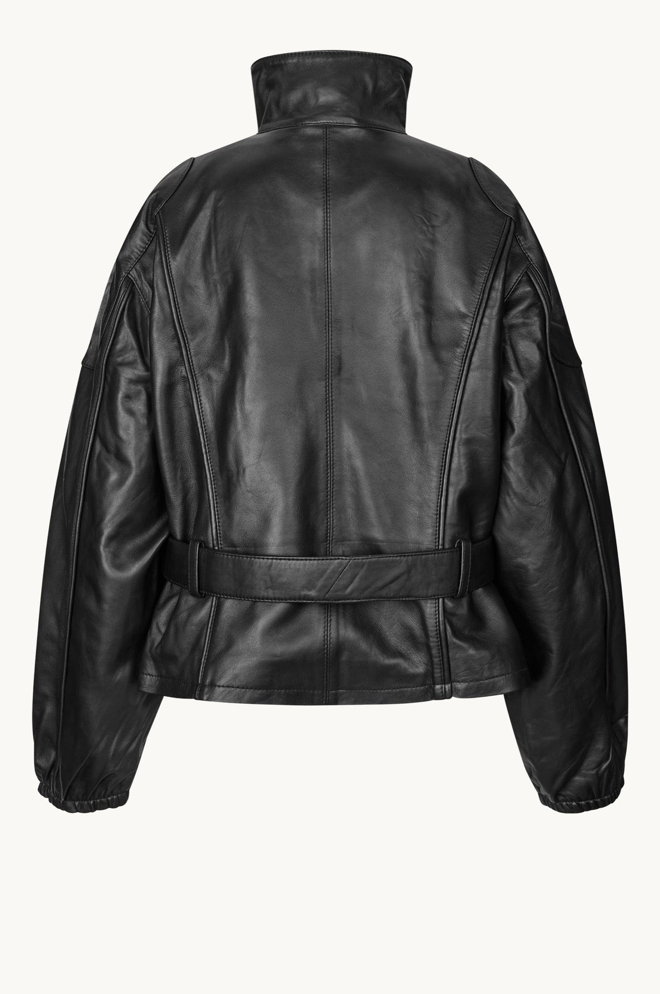 Oval Square Jazzy leather jacket JACKETS Black