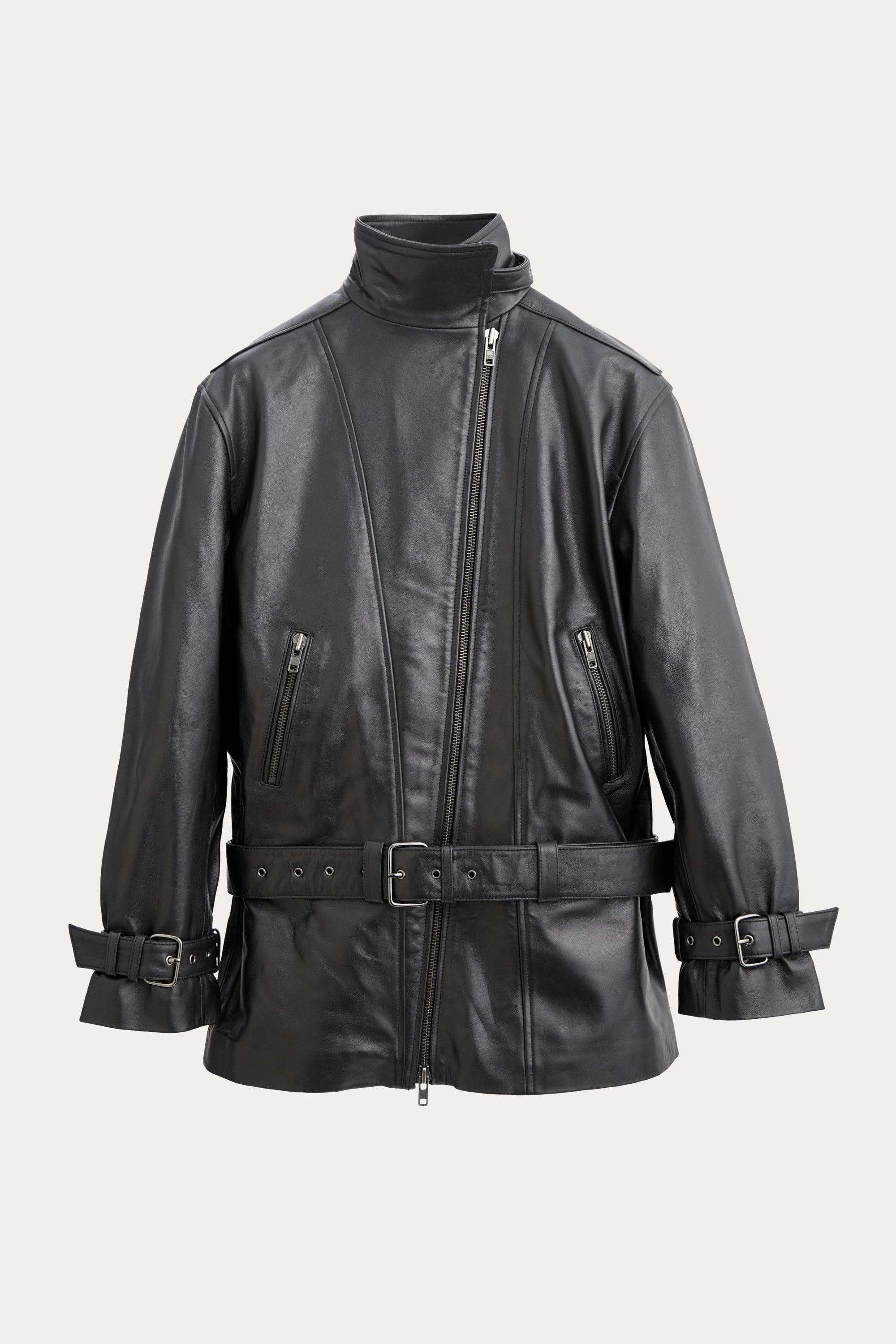 Oval Square Jelena Leather Jacket JACKETS Black