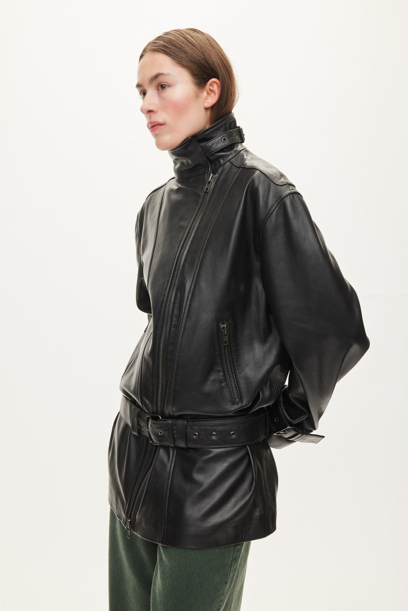 Oval Square Jelena Leather Jacket JACKETS Black