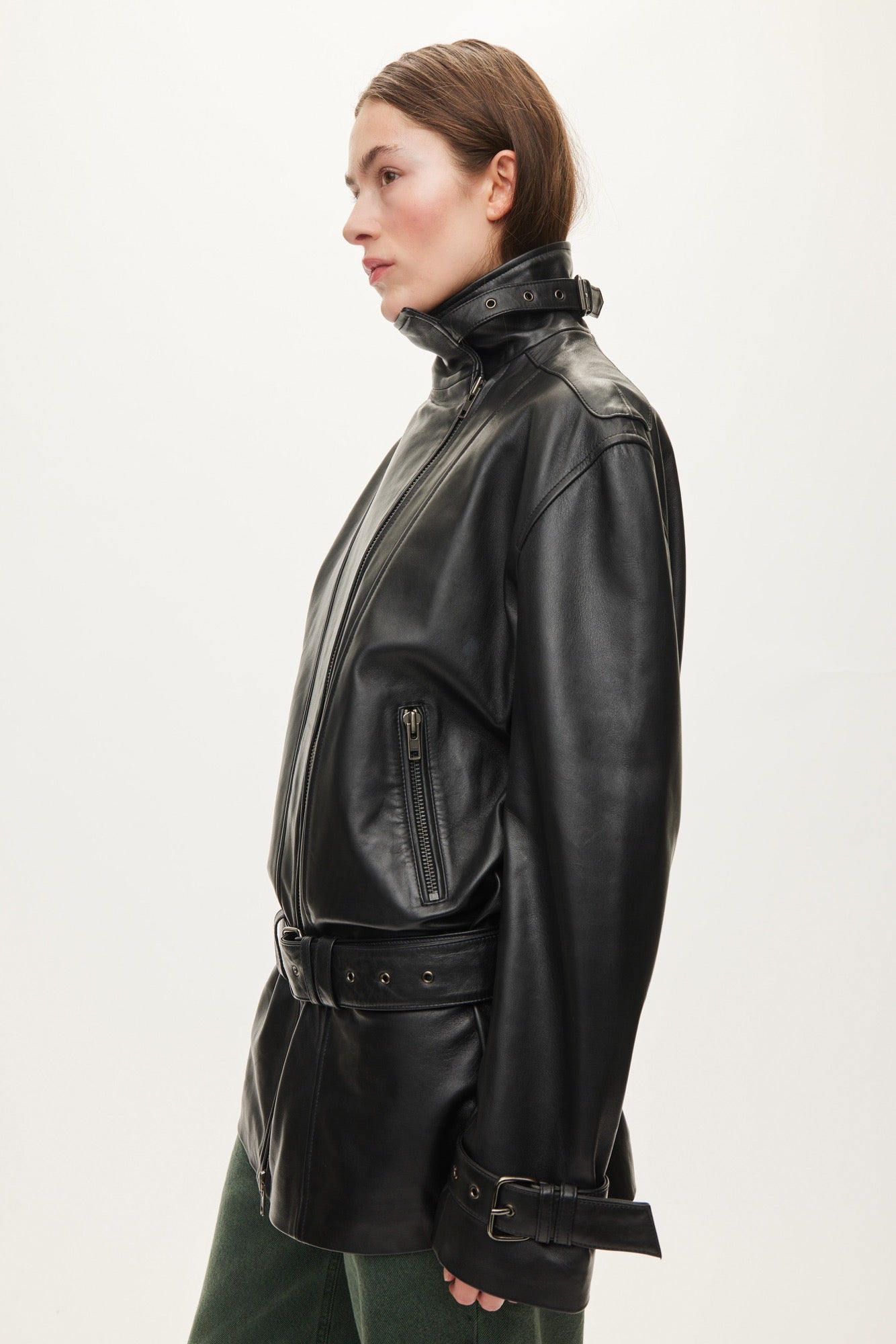 Oval Square Jelena Leather Jacket JACKETS Black