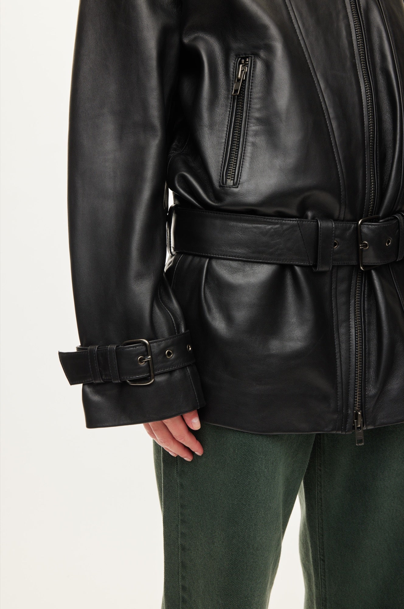 Oval Square Jelena Leather Jacket JACKETS Black