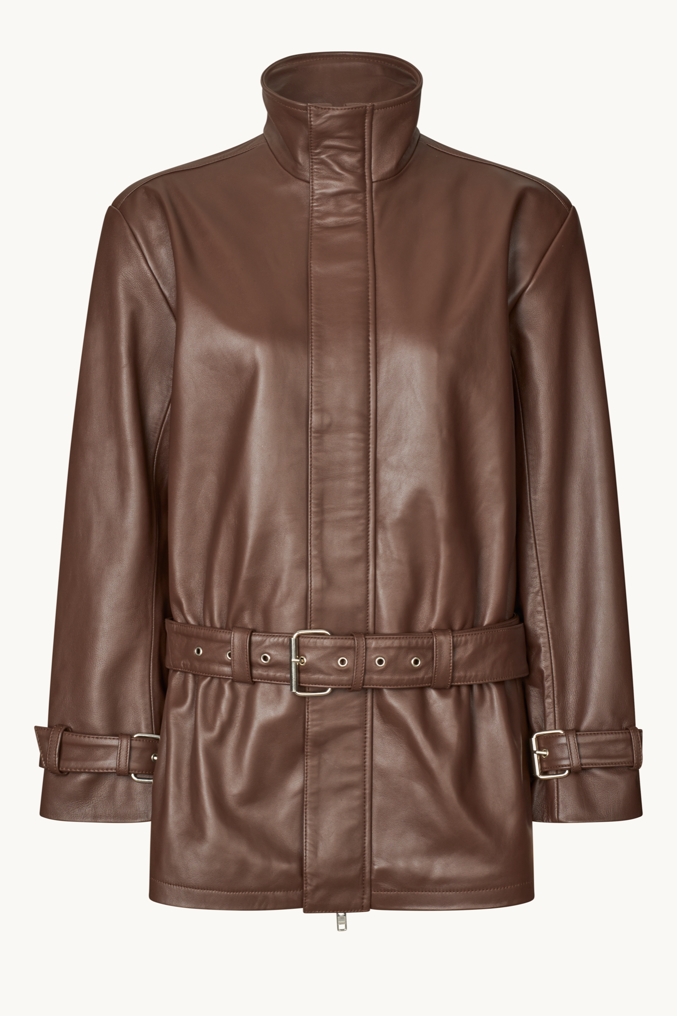 Oval Square Jenni leather jacket JACKETS Shaved chocolate