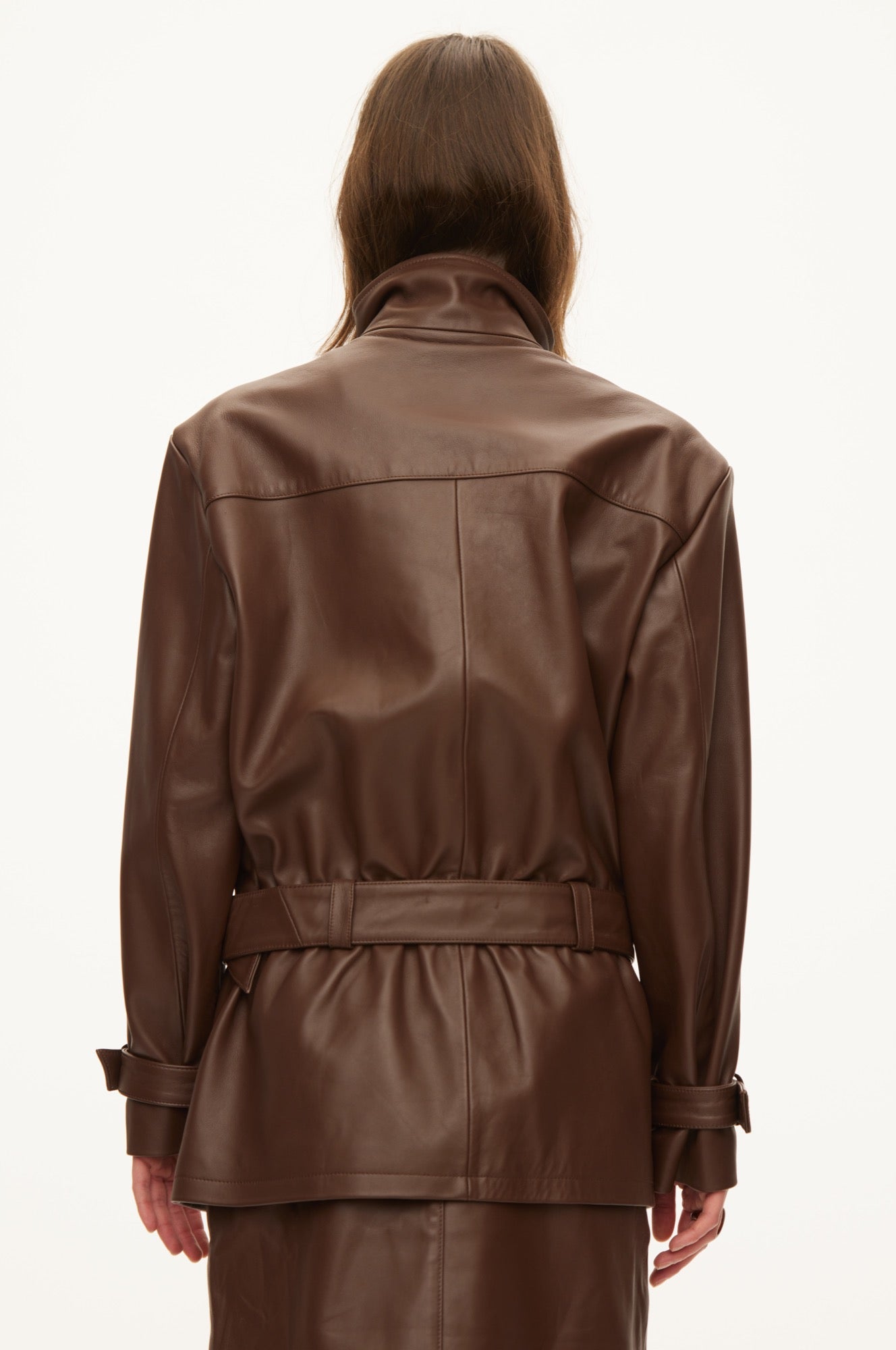 Oval Square Jenni leather jacket JACKETS Shaved chocolate