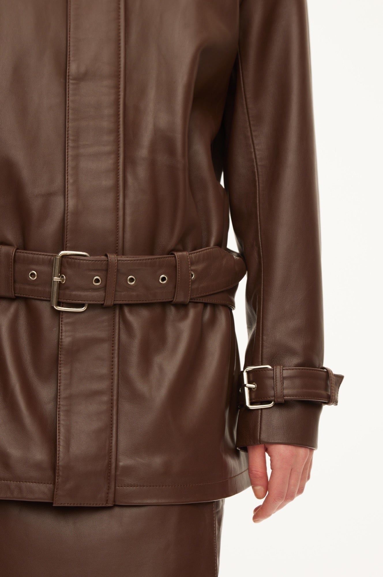 Oval Square Jenni leather jacket JACKETS Shaved chocolate