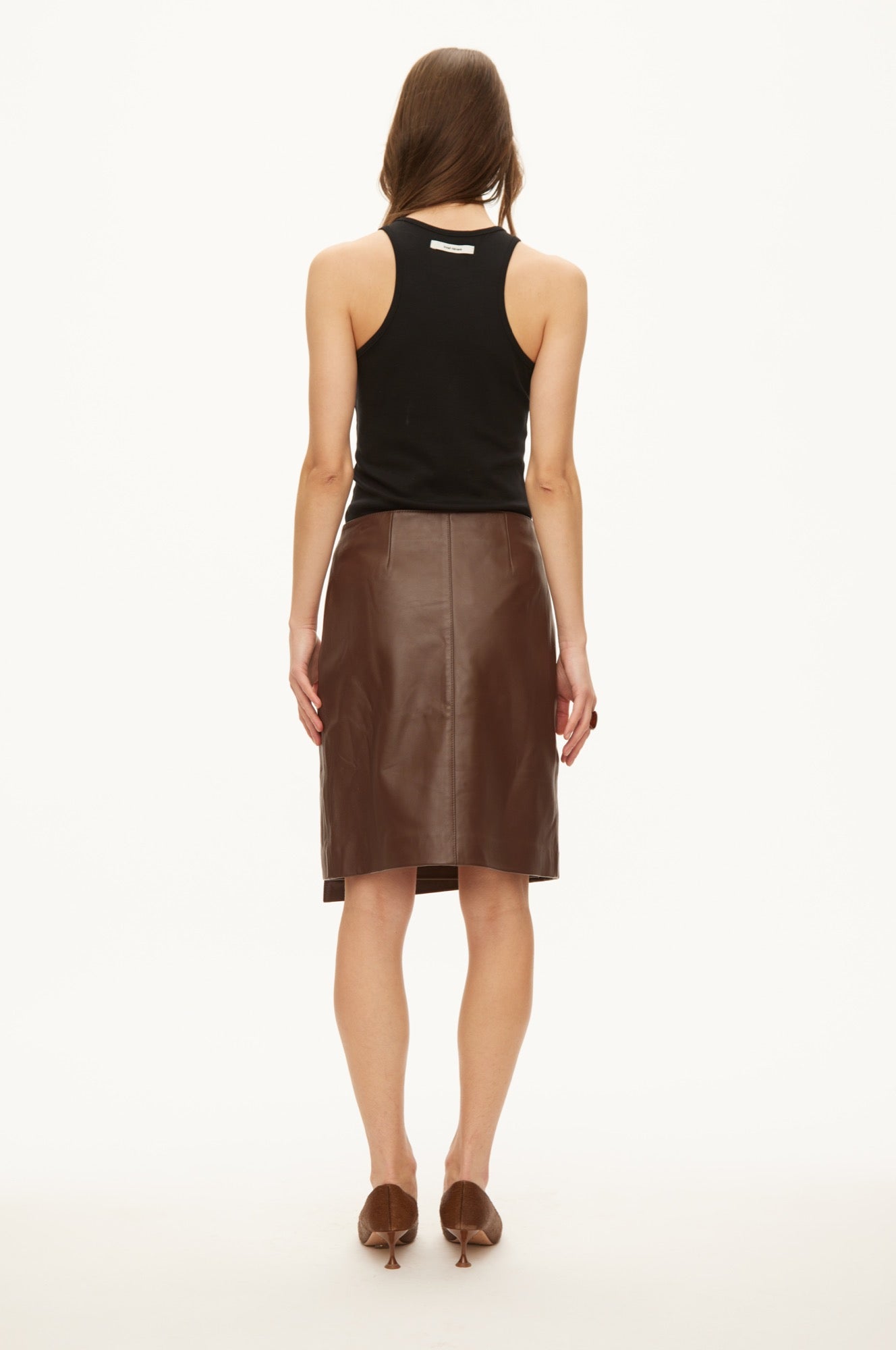 Oval Square Jenni leather skirt SKIRTS Shaved chocolate