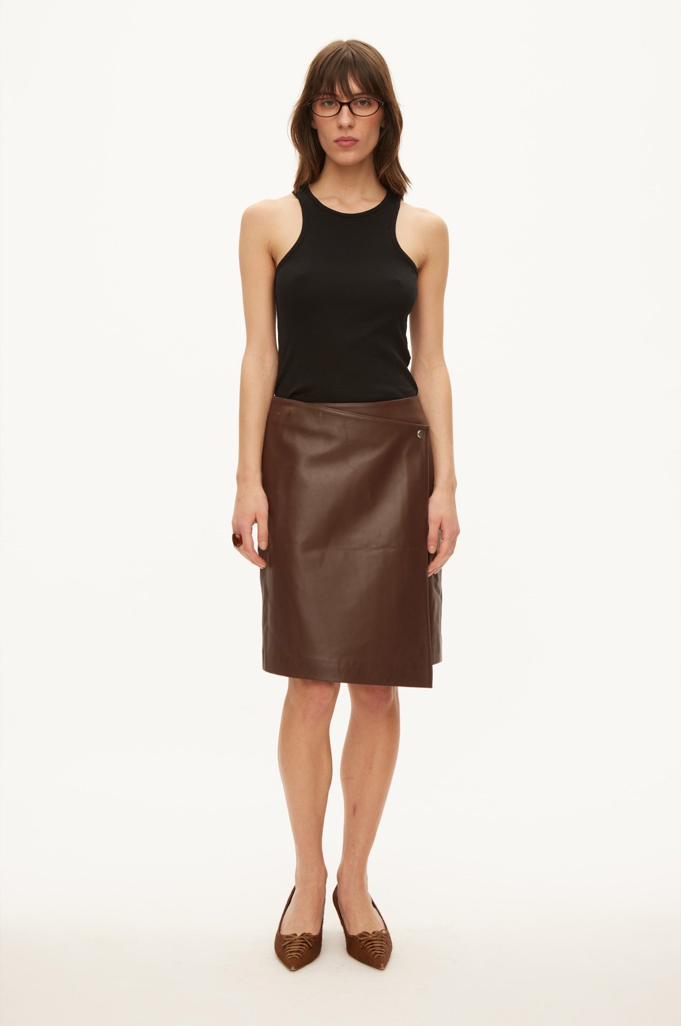 Oval Square Jenni leather skirt SKIRTS Shaved chocolate
