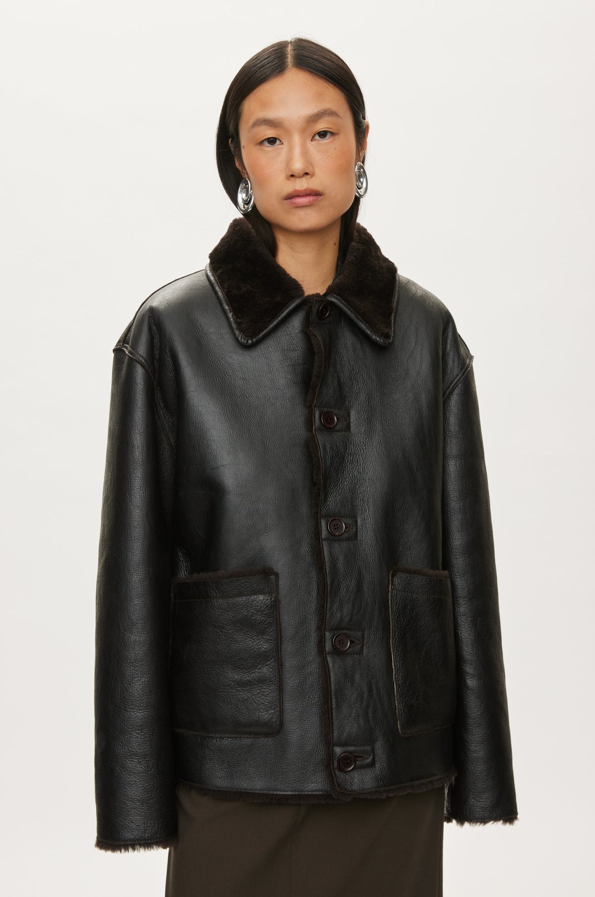 Oval Square Jet shearling jacket JACKETS Chocolate Torte