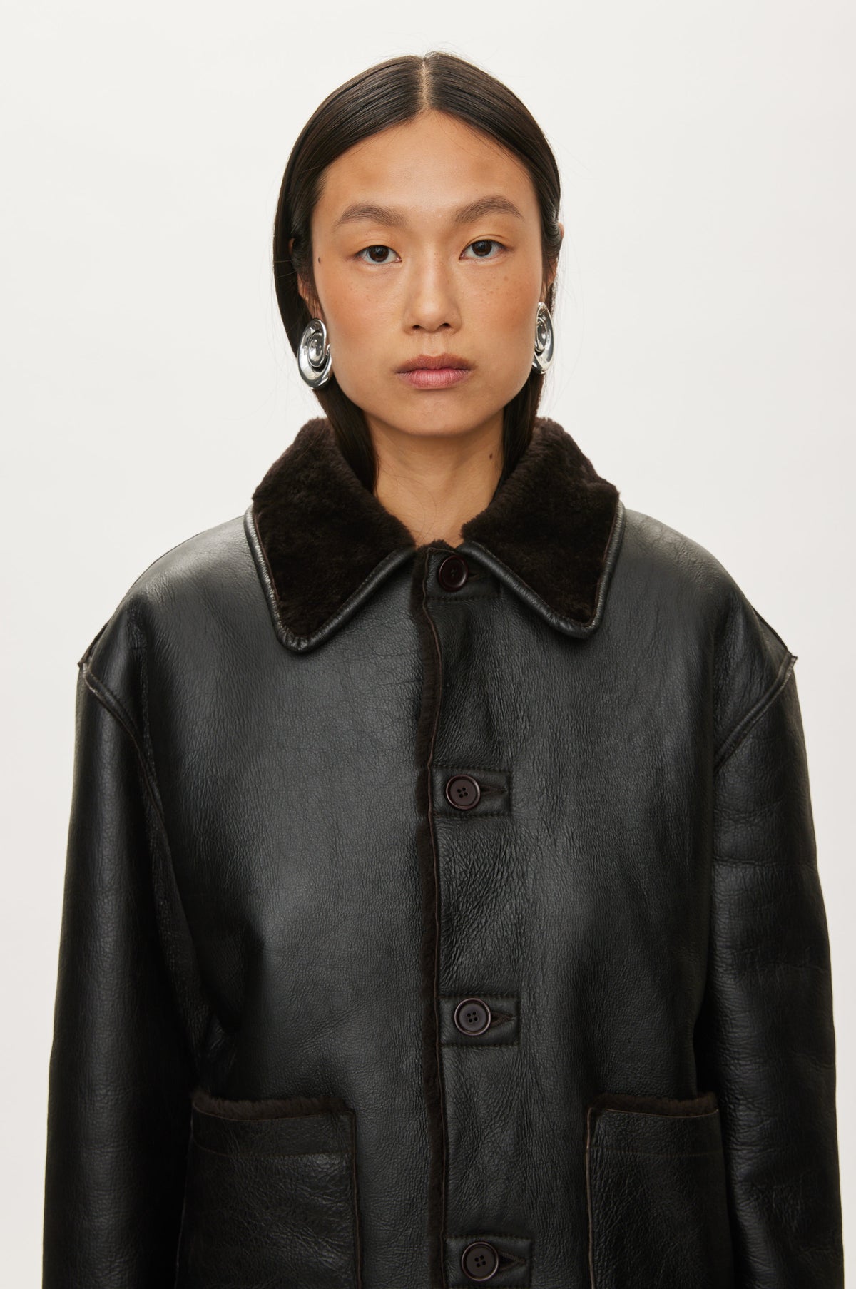 Oval Square Jet shearling jacket JACKETS Chocolate Torte
