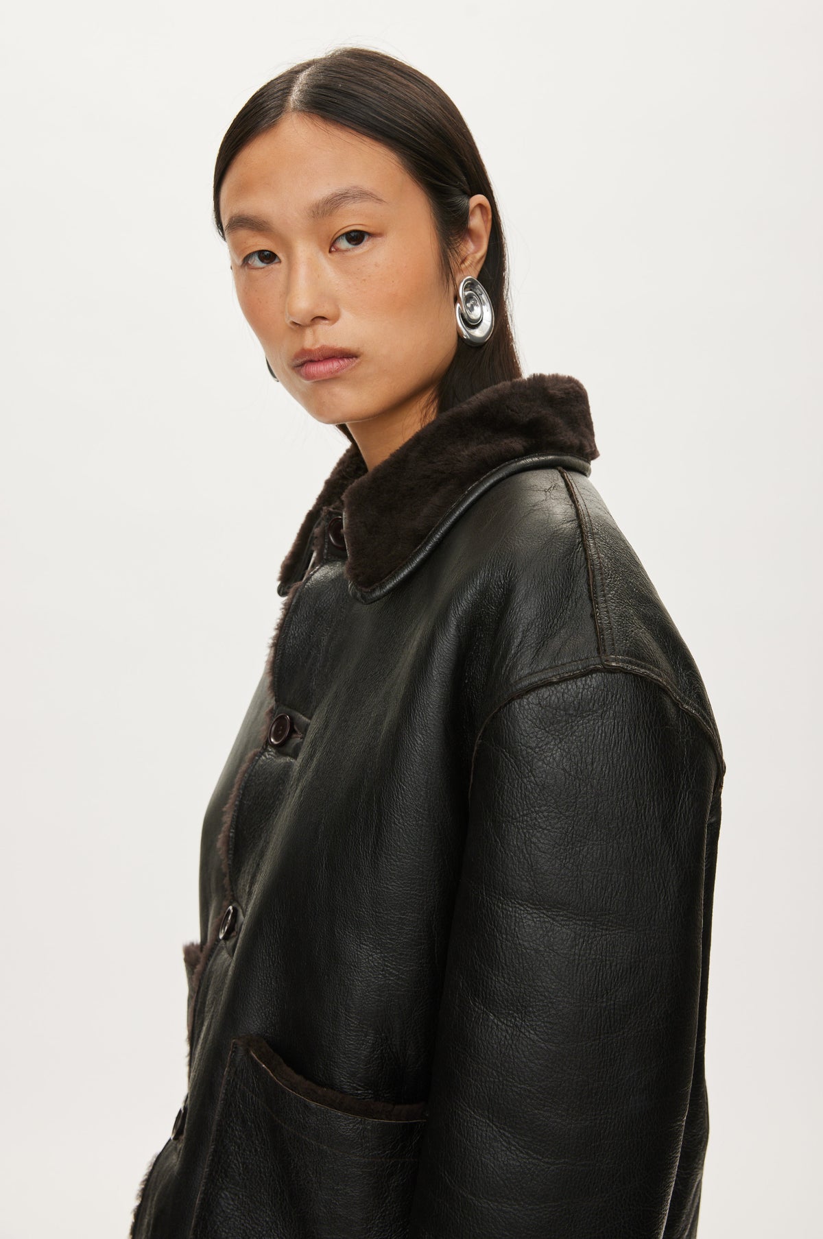 Oval Square Jet shearling jacket JACKETS Chocolate Torte