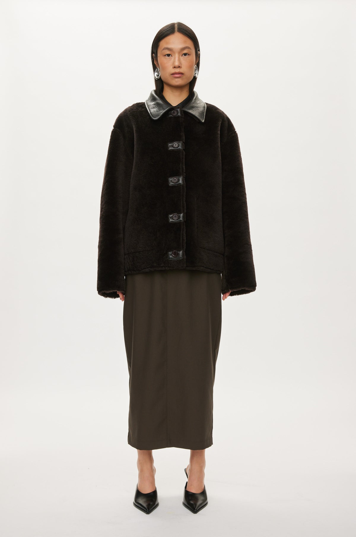 Oval Square Jet shearling jacket JACKETS Chocolate Torte