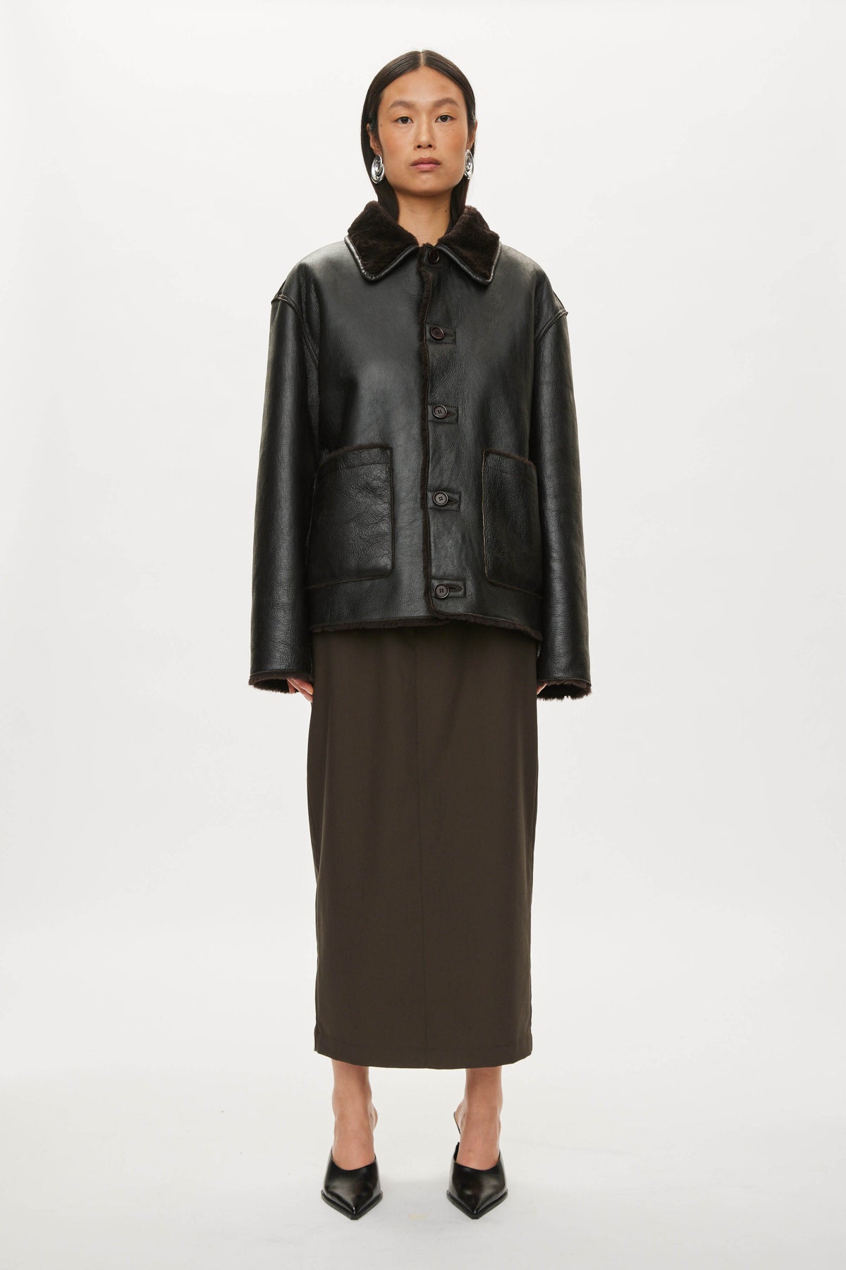 Oval Square Jet shearling jacket JACKETS Chocolate Torte