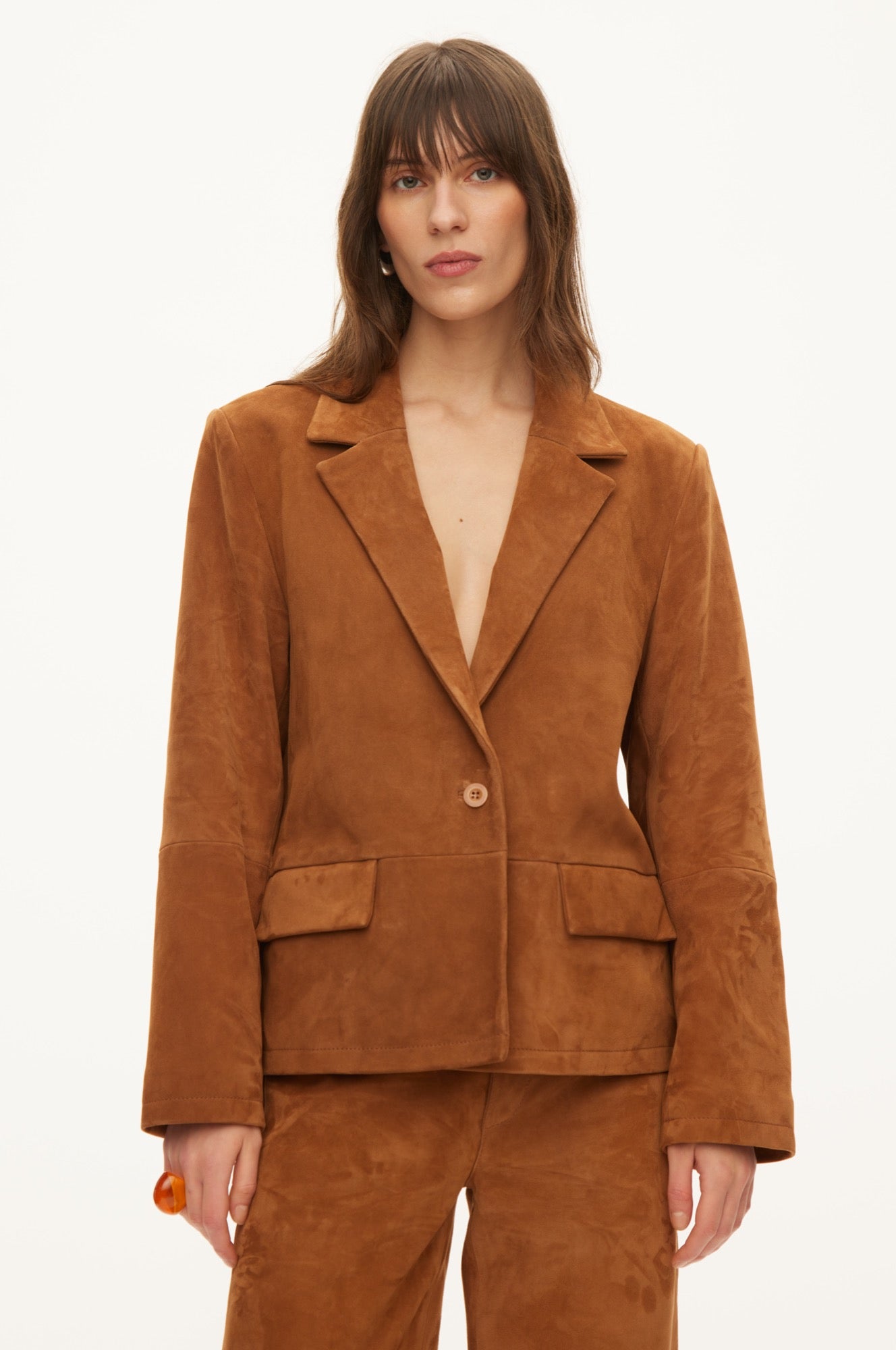Oval Square Kylie Suede Blazer BLAZERS Tobacco brown
