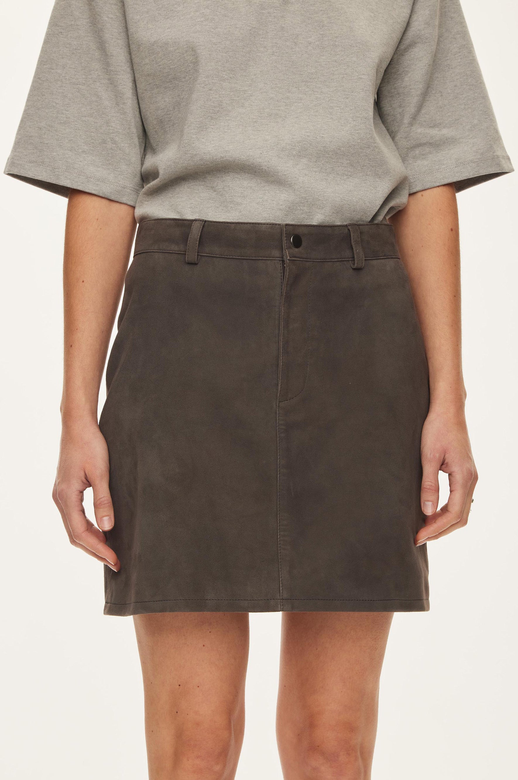 Oval Square Kylie Suede Skirt SKIRTS Dark Gull Grey