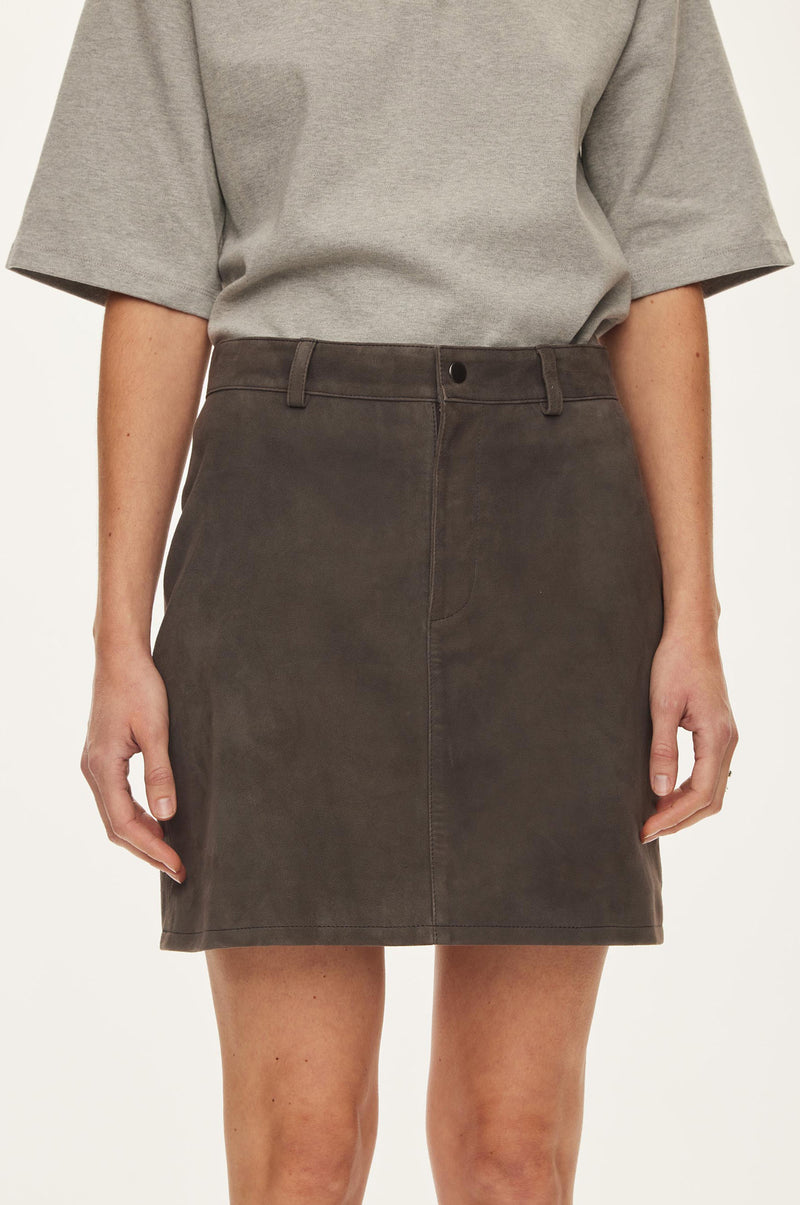 Oval Square Kylie Suede Skirt SKIRTS Dark Gull Grey