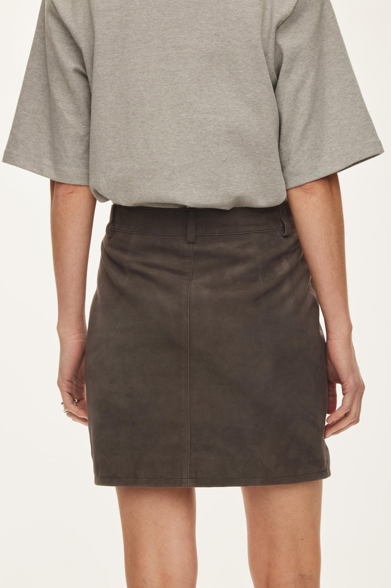 Oval Square Kylie Suede Skirt SKIRTS Dark Gull Grey