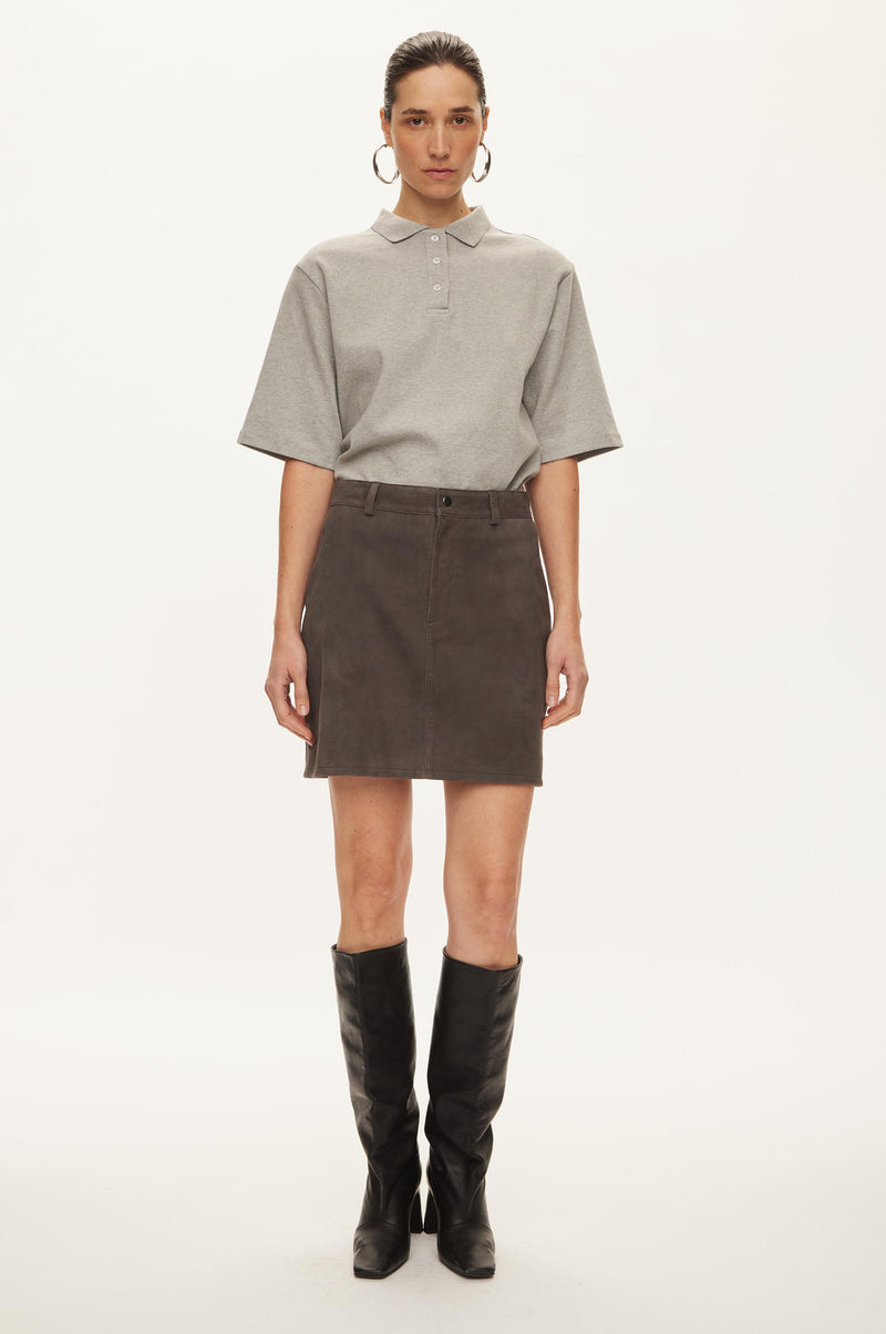 Oval Square Kylie Suede Skirt SKIRTS Dark Gull Grey