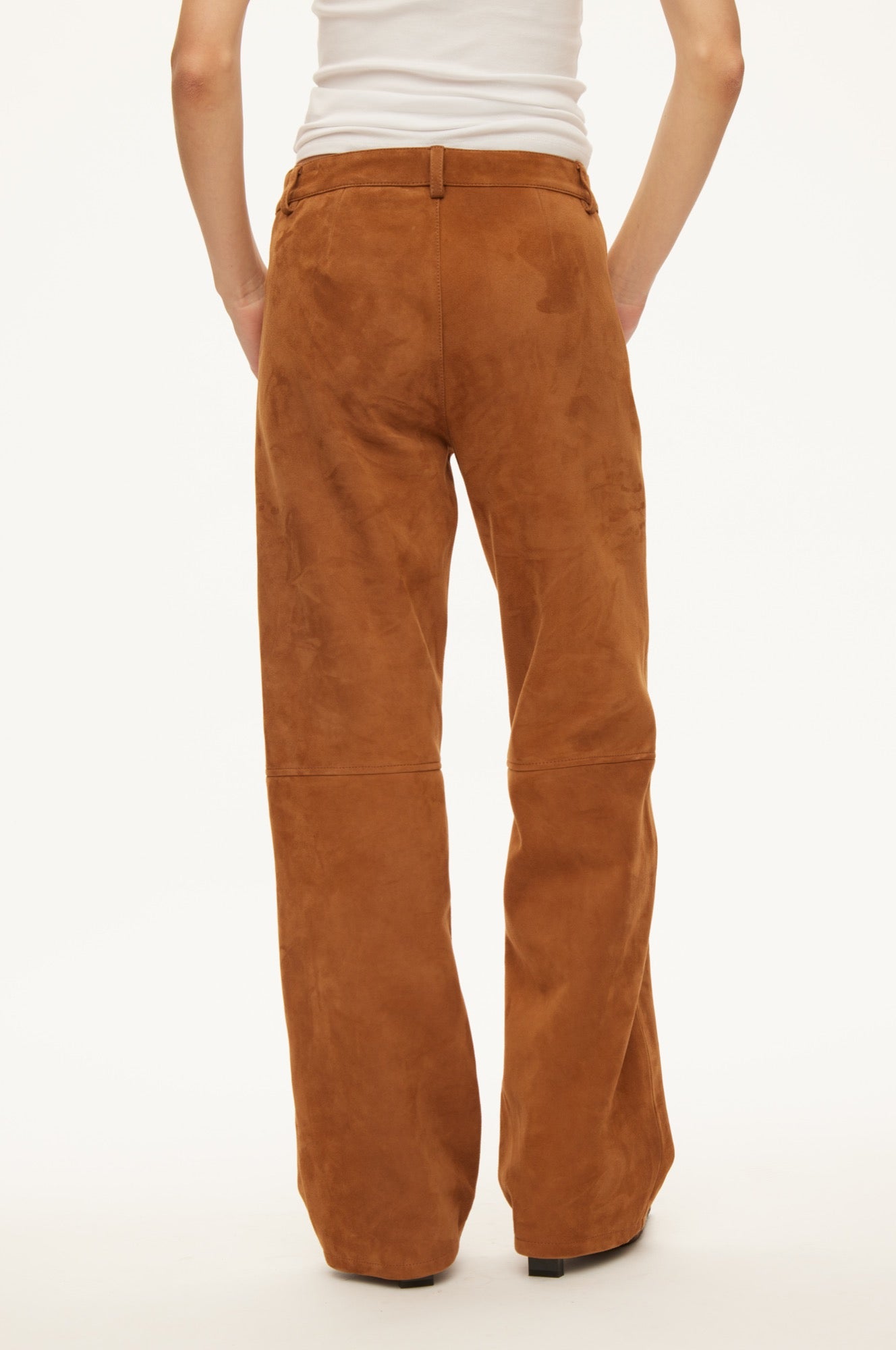 Oval Square Kylie suede trousers TROUSERS Tobacco brown