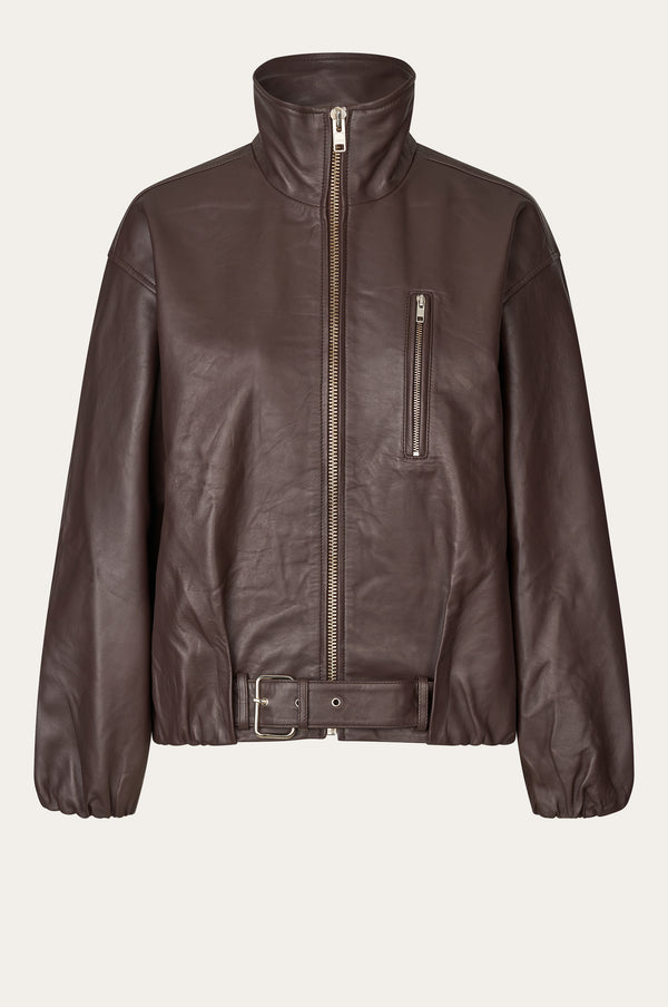 Oval Square Lenny Leather Jacket JACKETS 6024 Coffee