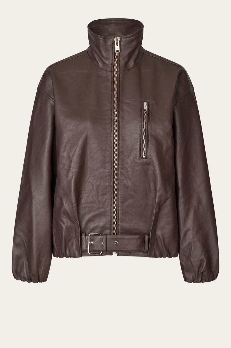 Oval Square Lenny Leather Jacket JACKETS 6024 Coffee