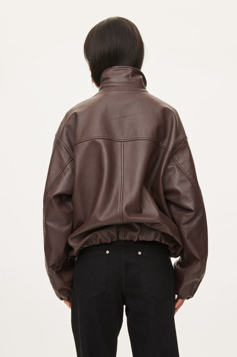 Oval Square Lenny Leather Jacket JACKETS 6024 Coffee