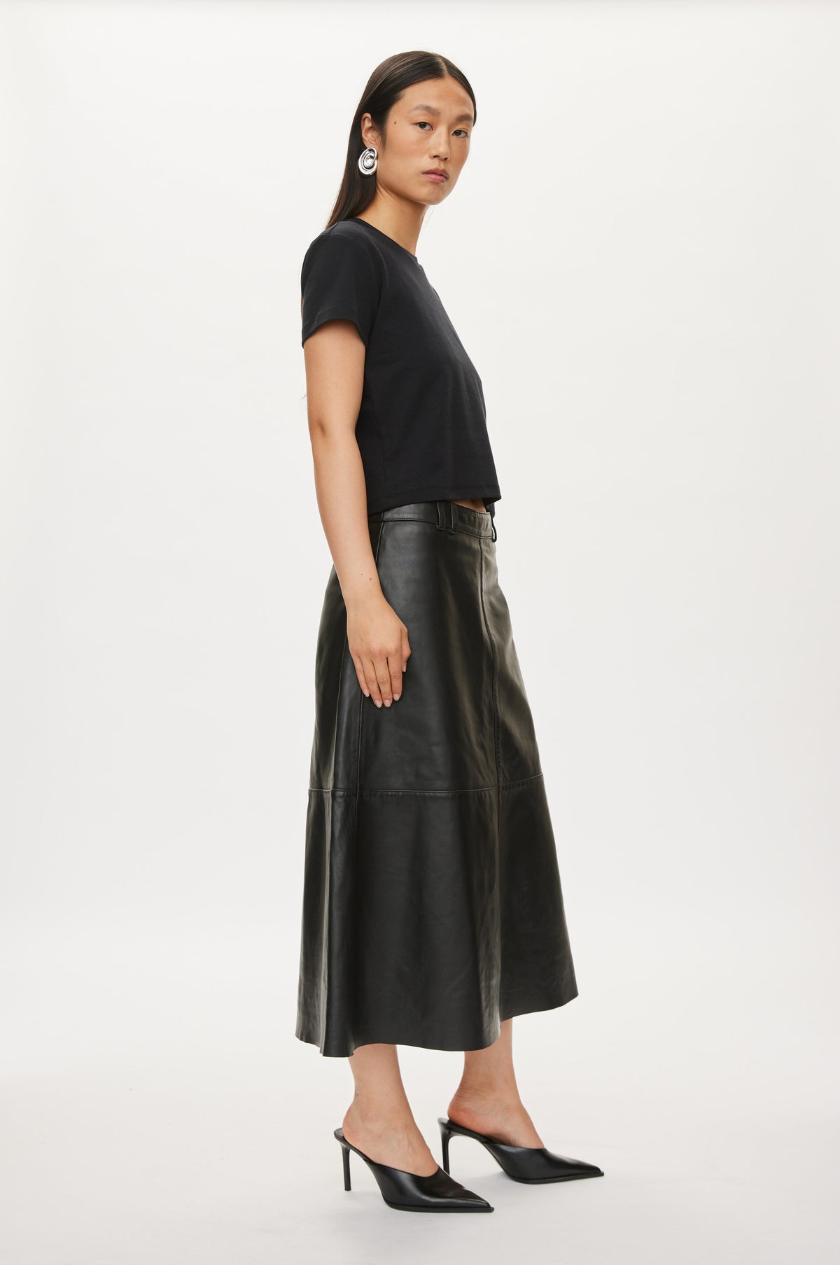 Oval Square Levi Leather skirt SKIRTS Black