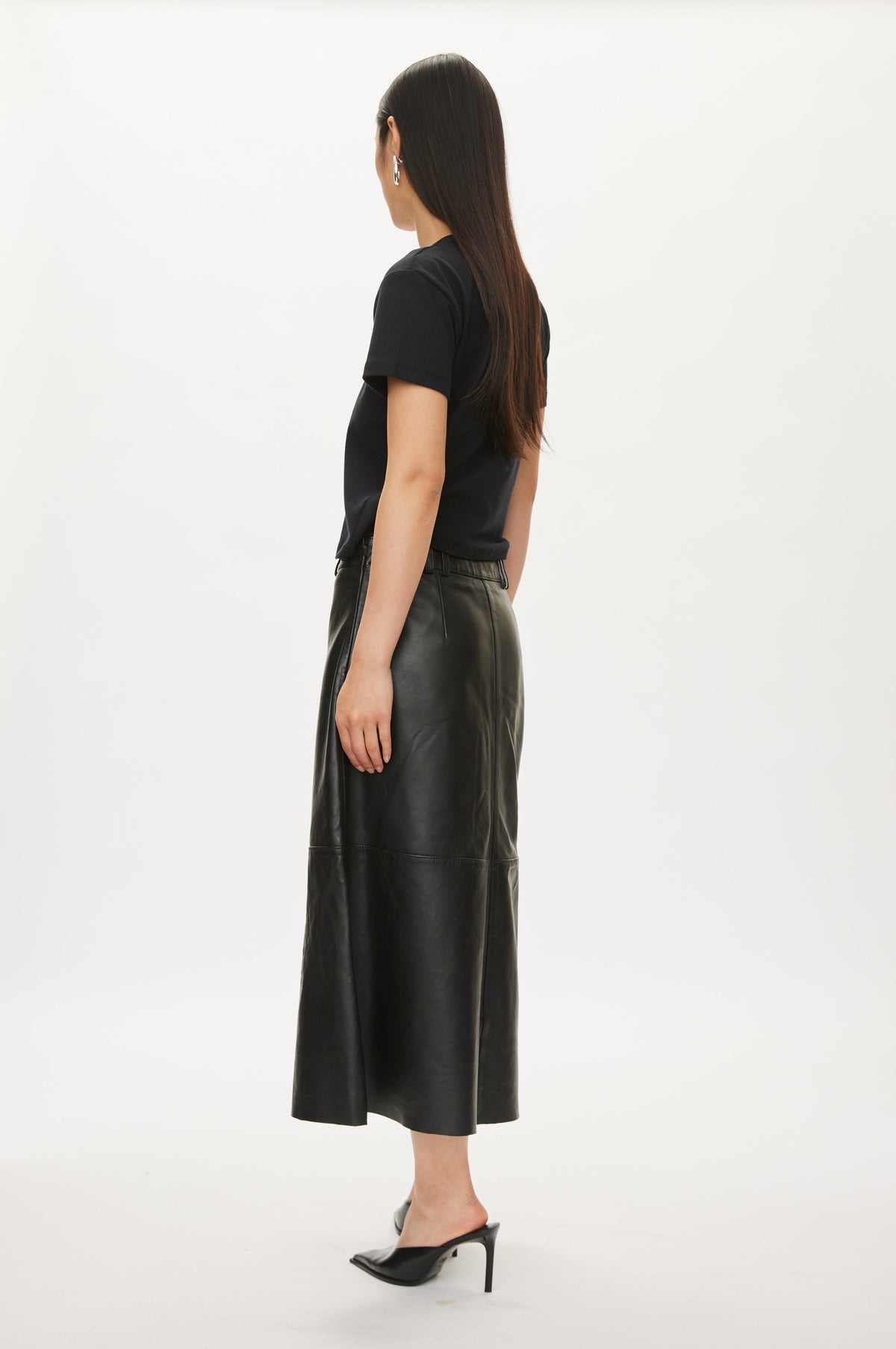 Oval Square Levi Leather skirt SKIRTS Black