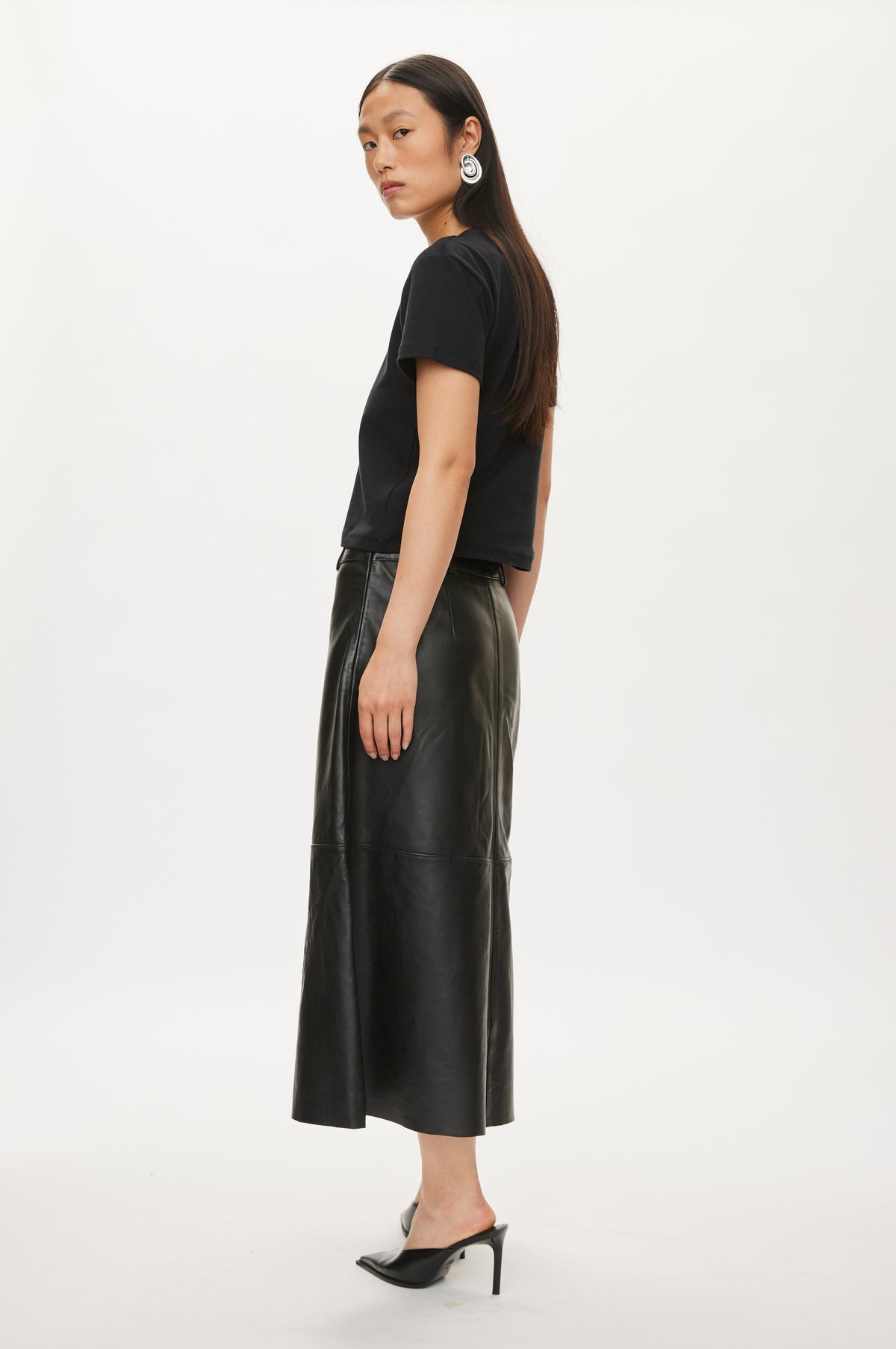 Oval Square Levi Leather skirt SKIRTS Black
