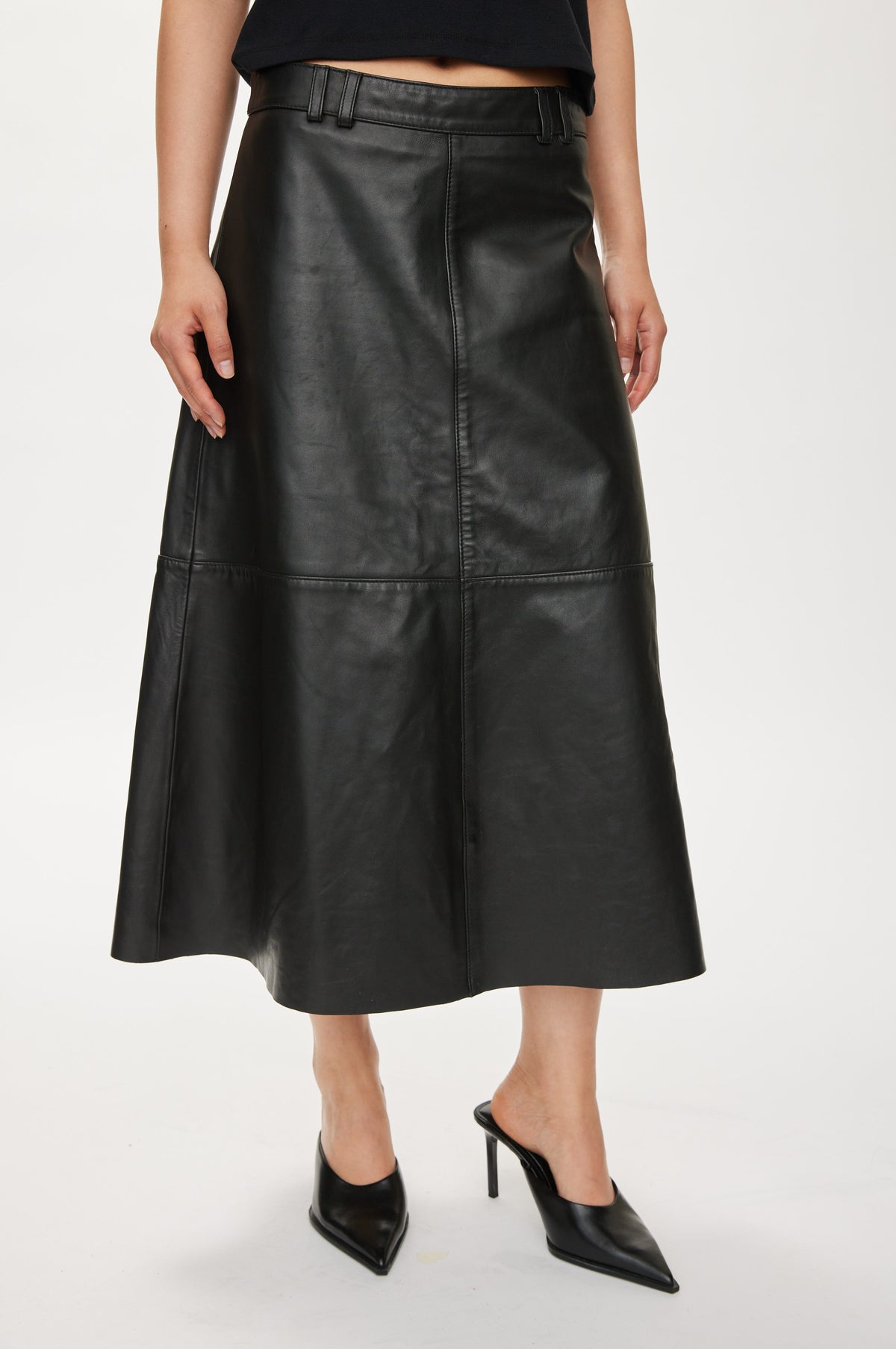 Oval Square Levi Leather skirt SKIRTS Black
