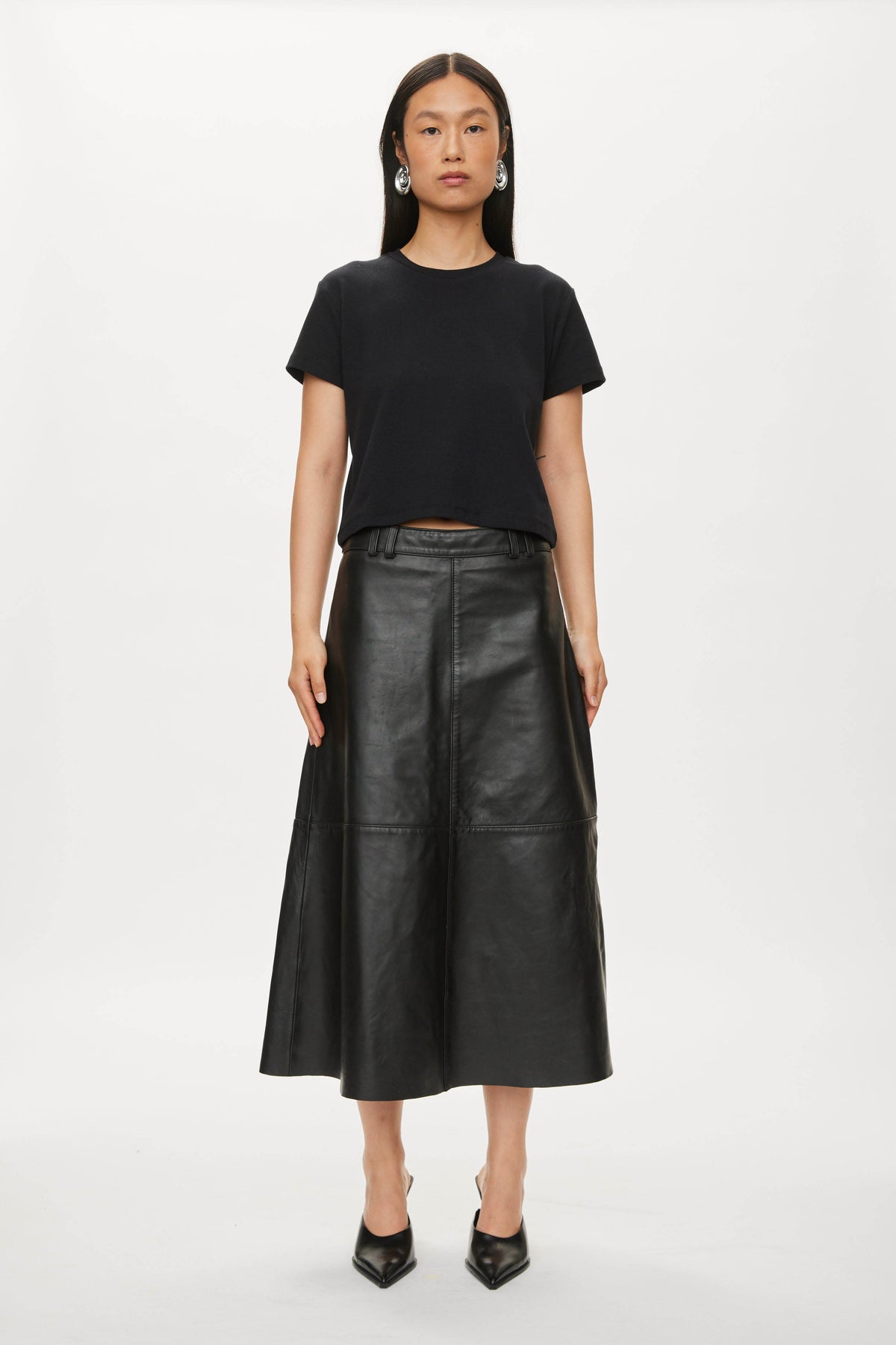 Oval Square Levi Leather skirt SKIRTS Black