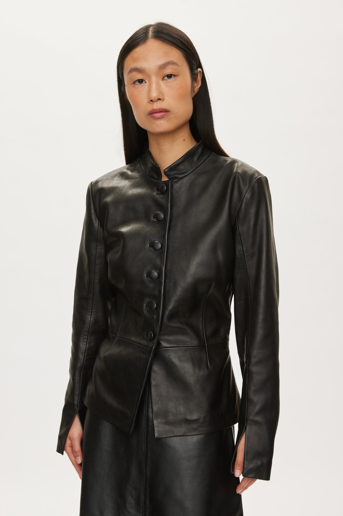 Oval Square Levi leather blazer BLAZERS Black