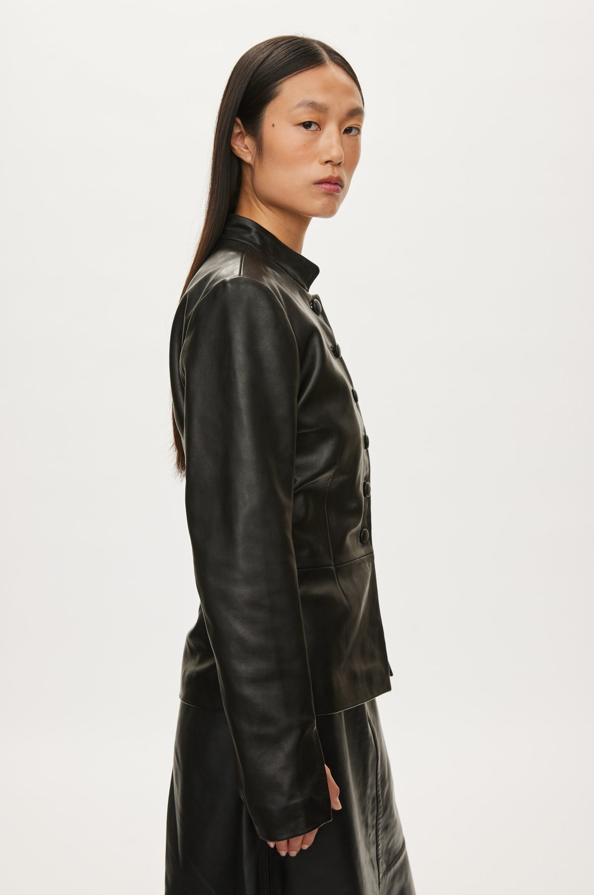 Oval Square Levi leather blazer BLAZERS Black