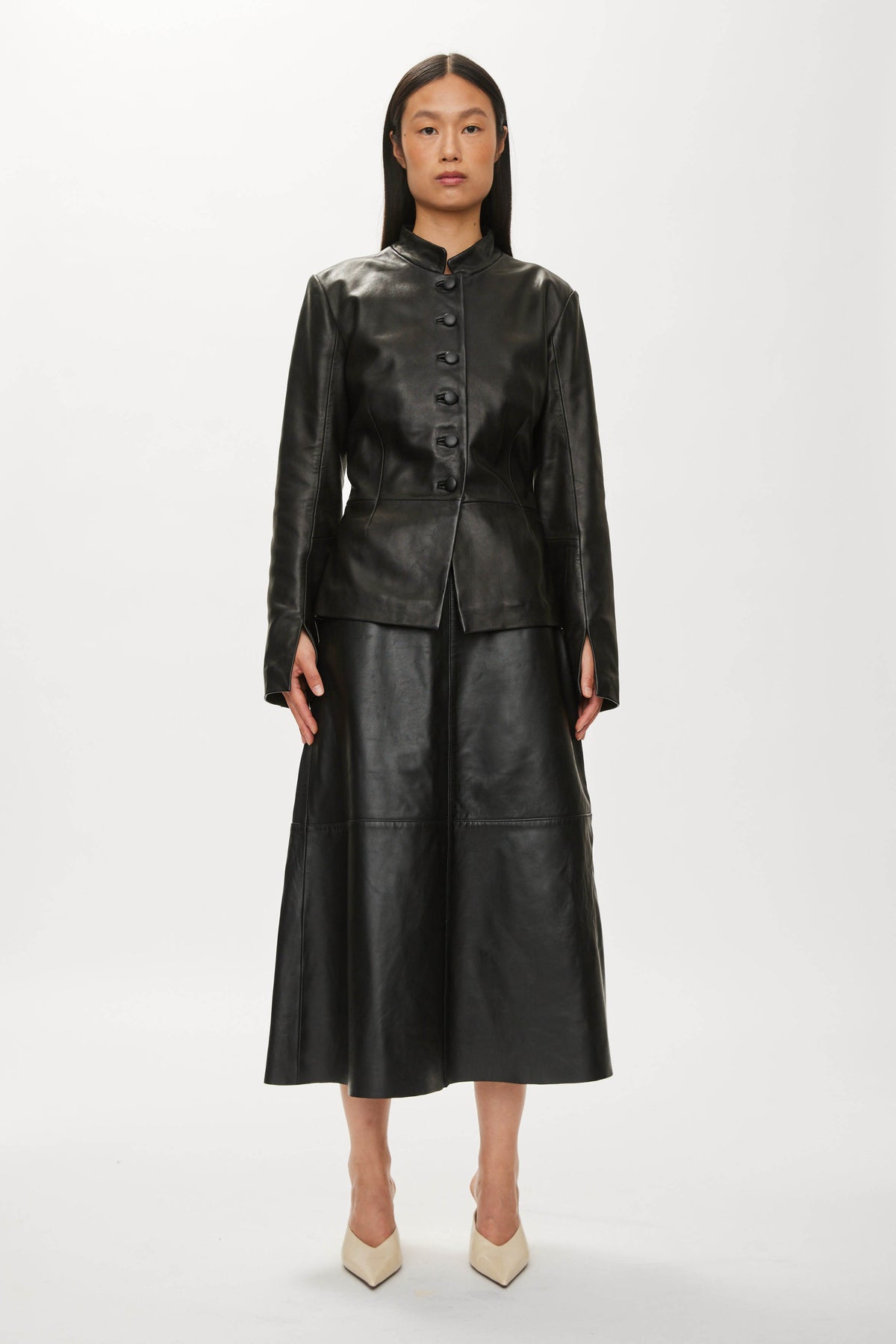 Oval Square Levi leather blazer BLAZERS Black