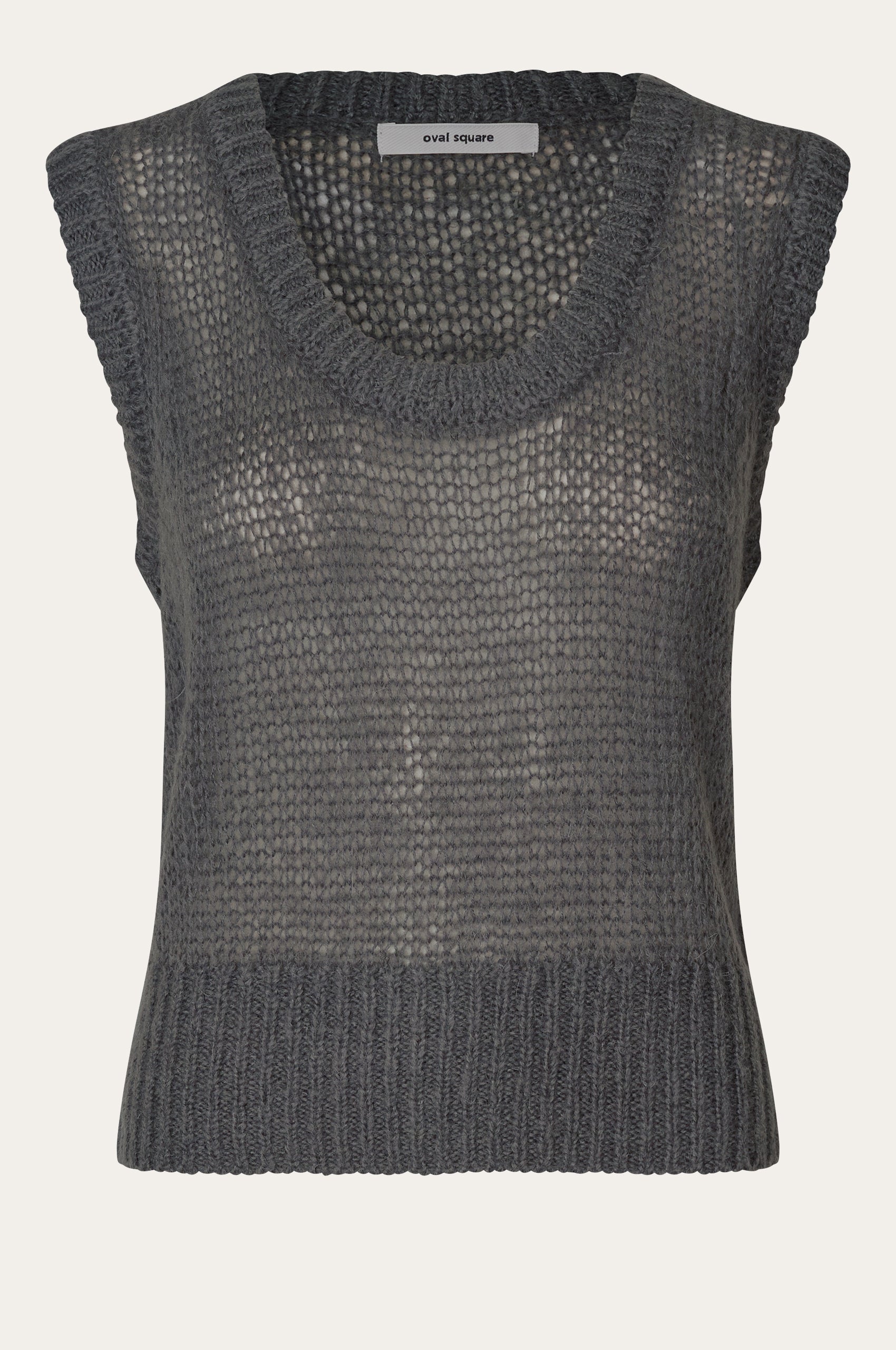 Oval Square Light Knit Vest KNITS 7004 Dark Grey Melange