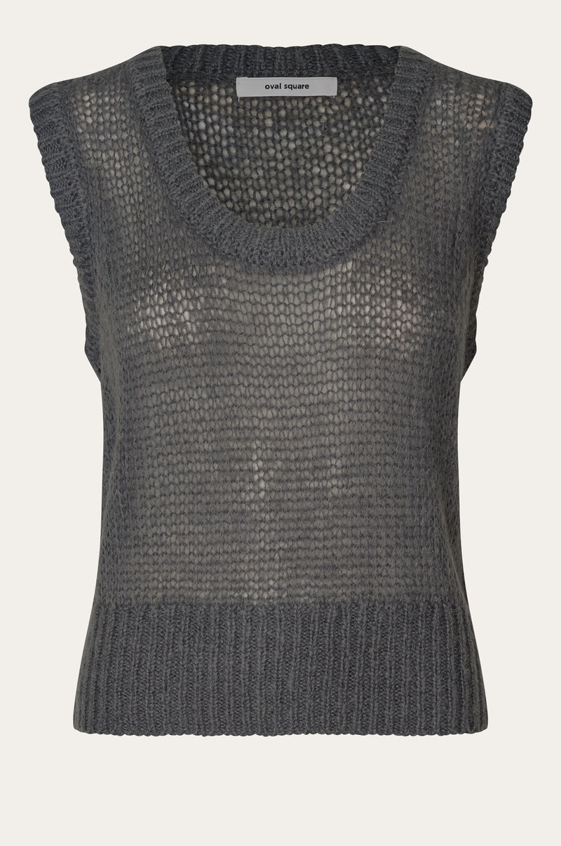 Oval Square Light Knit Vest KNITS 7004 Dark Grey Melange