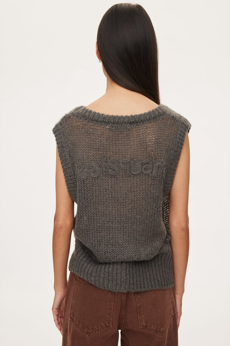 Oval Square Light Knit Vest KNITS 7004 Dark Grey Melange