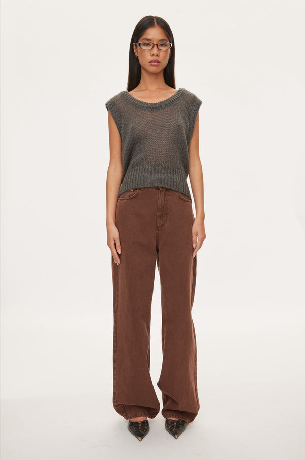 Oval Square Light Knit Vest KNITS 7004 Dark Grey Melange