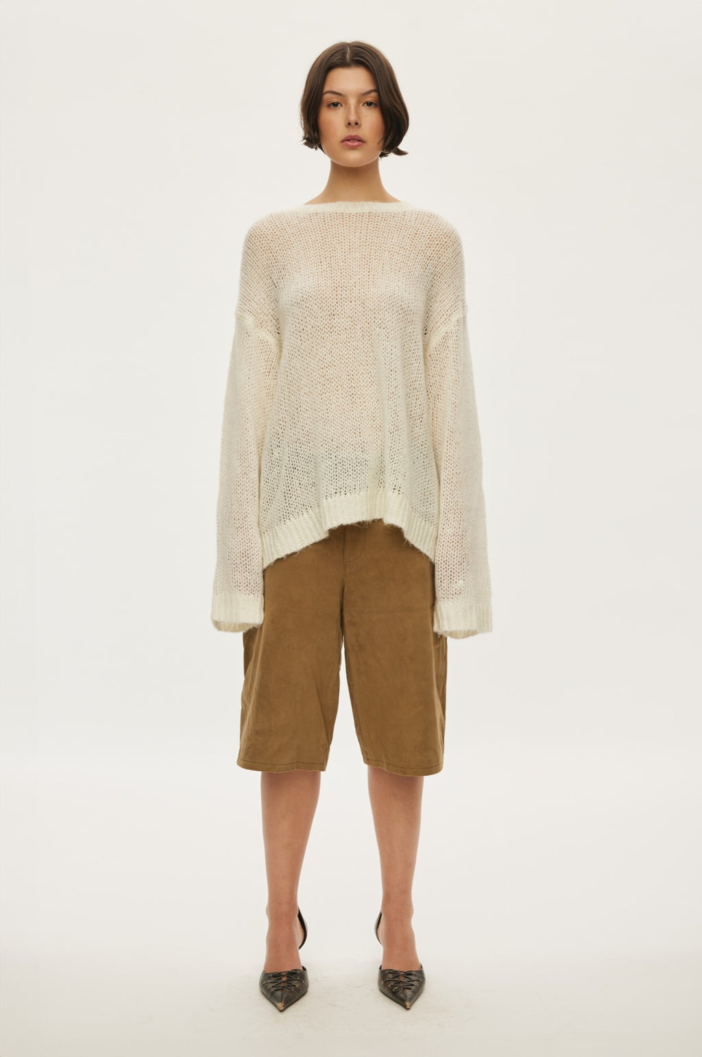 ニット・セーター IONSEOUL Bay Lettering Oversized Fit Heavy Knitwear JE022 Oversized Knit Shirt | OAK + FORT – OAK + FORT USA
