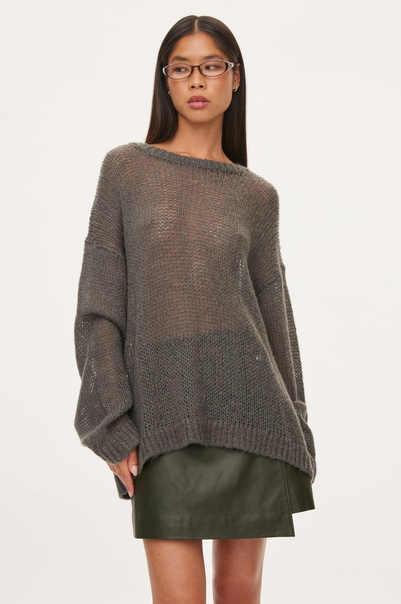 Oval Square Light Oversized Knit KNITS 7004 Dark Grey Melange